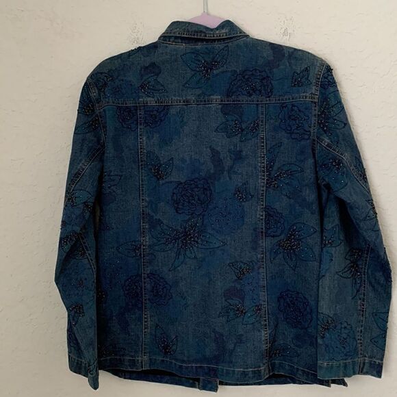 Chico’s Design Embellished Denim Jacket Size 1 (M) - Picture 2 of 11
